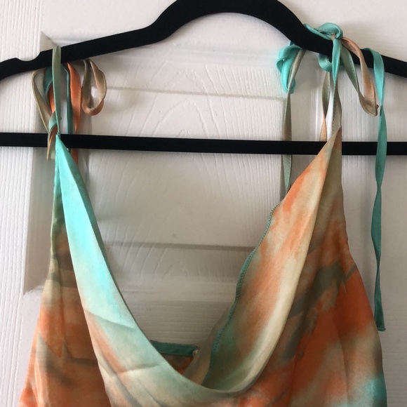 Fashion Nova blue & orange silk mini dress - Picture 3 of 5